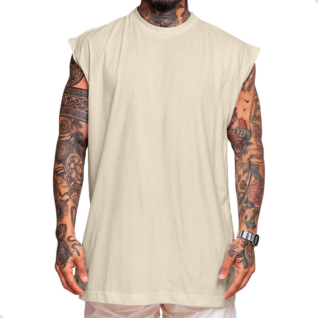 Regata Oversized Machão Streetwear Casual Básica Em Algodão Lisa