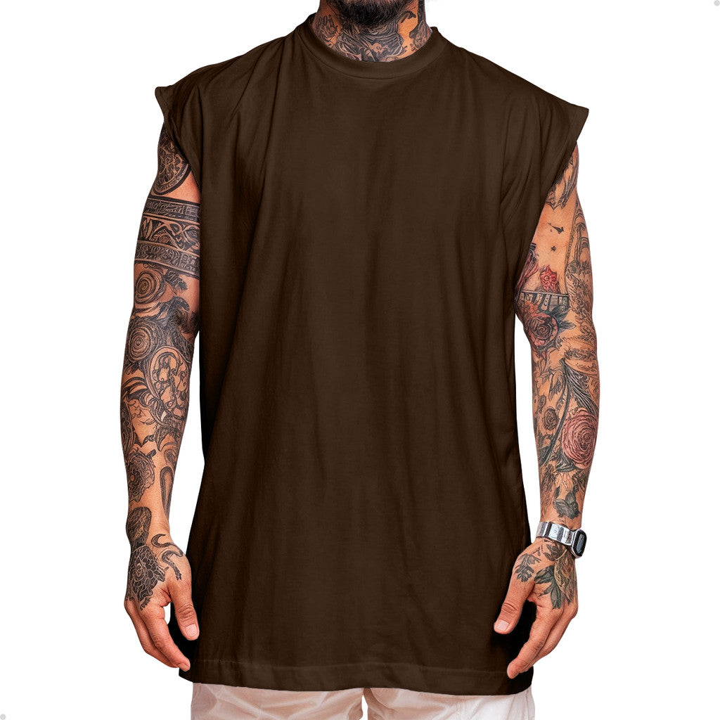 Regata Oversized Machão Streetwear Casual Básica Em Algodão Lisa