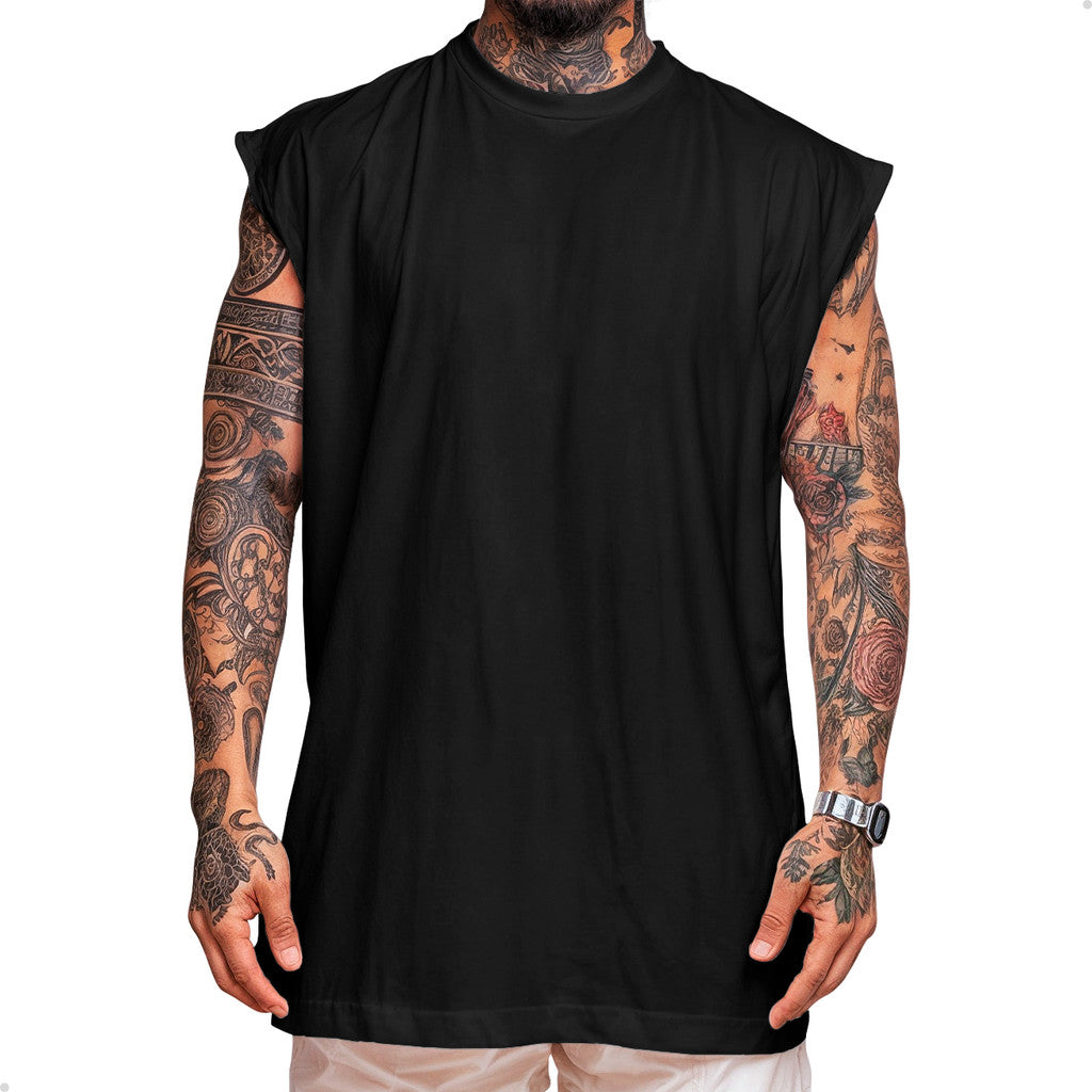 Regata Oversized Machão Streetwear Casual Básica Em Algodão Lisa